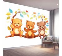 250 x 175 cm Papier Peint intissé Brun Mignon Ours En Peluche Branche D'Arbre Papier Peint Panoramique Moderne, Mural Photo pour Salon, Chambre, Décor Fond TV