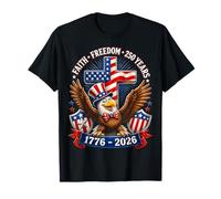 250 Years America 1776-2026 Faith Freedom Eagle Cross T-Shirt