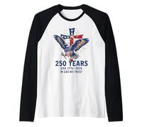 250 Years in God We Trust Eagle Cross 1776-2026 États-Unis Manche Raglan
