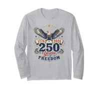 250 Years of Freedom 1776 2026 Eagle 4 Juillet Design Manche Longue