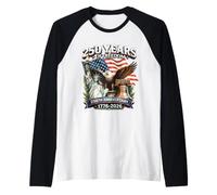 250 Years of Freedom 1776-2026 Liberty Bell Eagle USA Flag Manche Raglan
