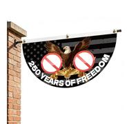 250 Years Of Freedom Flag - Patriotic Garden Banner, Historical Semicircle Bunting, Semiquincentennial Celebration, Outdoor Decoration Function, Lawn Ornaments, Red White Blue Pleated Fan Flag