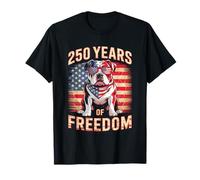 250 Years Of Freedom US Flag Bulldog T-Shirt
