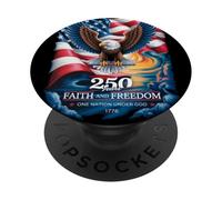 250 Years One Nation Under God - Eagle 1776 American PopSockets PopGrip Adhésif