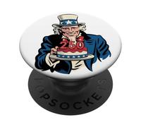 250 Years Uncle Sam Cake 250th Birthday PopSockets PopGrip Adhésif