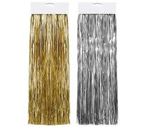 2500 Brins Guirlandes de Tinsel de Noël Guirlande de Clinquant Glaçons à Franges en Aluminium Décorations pour Vacances Anniversaire Remise de Diplôme (Or, Argent)