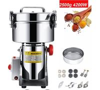 2500g 4200W Moulin à céréales électrique en acier inoxydable à grande vitesse Graingrinde Moulin à meules pour herbes/épices/noix/céréales avec protection contre les surcharges