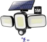 2500lm Led Lampes solaires Avec détecteur de mouvement 330° 3 têtes Lampes solaires de jardin avec télécommande Pour l'extérieur Applique solaire Lampe extérieure Lampes de jardin