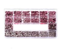 2500pcs Nail Art Strass Kit Boîte 21 Grilles Taille Mixte Ensemble 1pc Verre Cristal Décorations 3D AB Plat Pierres Précieuses-Lumière Améthyste 2500