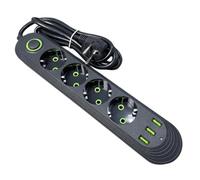 2500W EU Plug Fast Electrical Adapter Socket AC Outlet Power Strip 4 Hole Design Extension Cord and USB Ports EU Plug B