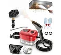 2500W Handheld High-Temperature Pressurized Steam Cleaner, 6 Adjustable Steam Levels, 15s Fast Heating, for Car, Kitchen, Bathroom, Furniture & Windows (Red)