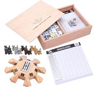 250120 - Domino Mexican Train D12 Deluxe - Coffret En Bois De Hêtre - Bloc De Score - Gare En Bois - 8 Trains Métal - Société - Jeux Dominos Mexicains[Z1484]