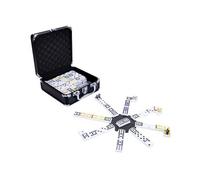 - 250161 - Domino double 12 Train Mexicain dans une mallette en aluminium noir. Jeu de 91 pierres, 8 trains en métal, 1 gare