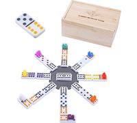 250170 - Coffret Domino Mexicain Train - Double 12 - Premium - Jeu De Société Familial - Stratégie Et Logique - 91 Dominos Colorés 9 Mm + 8 Trains Colorés - À Partir De 3 Ans[Z1482]