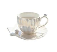 250ml/8.5oz European Creative Pearl Shell Tasse à café en céramique Service à thé de l'après-midi - Blanc perle