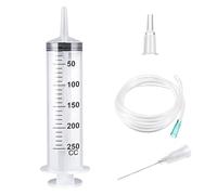 250ml Grande Seringue en Plastique, Grande Seringue Plastique Seringue de Dosage avec Tuyau de 1m et Adaptateur de Pointe, Seringue Sans Aiguille, Grosse Seringues, Seringue à Huile