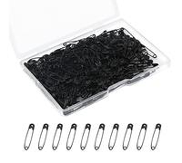 250pcs Épingles de Sûreté avec Étui Transparent, 19mm Assorties Epingle a Nourrice Petite Taille Épingle Noire Nickelé Acier Safety Pins pour Vêtements Couture Travaux Manuels Bijoux Bricolage