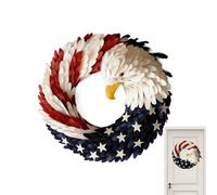 250th Bald Eagle Wreath - Patriotic Red White Blue Garland | Décoration intérieure et extérieure pour porte de fenêtre pour commémoration de l'indépendance du 4ème July Veterans Home Office