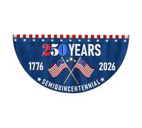 250th Birthday Banner - 250 Years Fan-Shaped Ornament | 1776-2026 Patriotic Bunting Flag 1.5x3ft with Red White Blue Stars and Stripes, Polyester Fiber Decoration for Home Independence Celebration