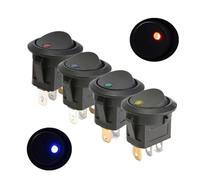 250V Round Rocker Switch Toggle ON-OFF 2 Position 3 Pins Push Button Switches Electrical Equipment With Light Power KCD2 NWPNLXEA(Blue,10PCS_220V)