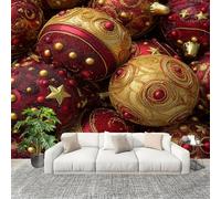 250x175 cm Seamless Join Easy Install Papier Peint Photo Boules DéCoratives Sur Le ThèMe De NoëL Durable Waterproof Removable Mural 200x140 Cm Rouge Papier Peint Anti-Stain Fresque Murale Grande