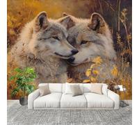 250x175 cm Seamless Join Easy Install Papier Peint Photo ForêT Animaux Loup Peinture à L'Huile Durable Waterproof Removable Mural 200x140 Cm Jaune Papier Peint Anti-Stain Fresque Murale Grande