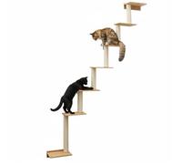 251 cm Arbre à Chat Mural avec 7 Plateaux - Poteau à Griffer - Griffoir en Sisal