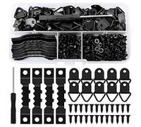 251 Pièces Accroche Tableau Crochet Cadre Mural Attache Cadre Accroche Cadre avec Vis Triangulaires Crochets En Dents De Scie pour Accrocher Des Photos Art Mural Décoratives, Noir