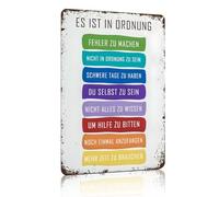 25114 Poster vintage en métal avec citations de motivation pour enfants et inscription « Es Ist Okay, Nicht Okay Zu Sein » - 25114