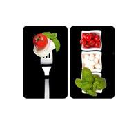 WENKO Protection Plaque de Cuisson Caprese en Verre trempé | pour Toute Plaque | Couvre Plaque de Cuisson, Planche à découper, Extension Plan de Travail | Lot de 2 | 52x30cm | Multicolore