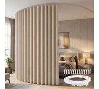 254 cm Extra Large Rideau Séparateur de Pièce avec Rail Plafond Occultant | Rideaux Thermique, Kit Complet Rail Pliable Et Rideau, Tissu Occultant Triple Tissage, pour Studio et Bureau (H 213cm, Beige)