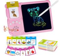 255 Cartes Flash Parlantes Jouet d'apprentissage Tout-Petits Educatif Jeux Montessori, 510 Mots avec Tablette d'écriture LCD, Rose