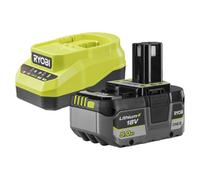 Kit Batterie RYOBI ONE+ 18V 5,0Ah Lithium+ avec chargeur 2,0A RC18120A-150 Vert