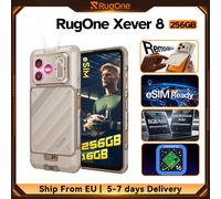 【256 Go de ROM】Smartphone RugOne Xever 8 Android 16 4G robuste Helio G200 Jusqu'à 16 Go de RAM eSIM Batterie amovible 4800 mAh Écran étanche 6,5'' 120 Hz Téléphone mobile d'extérieur NFC mondial Black