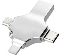 256GB Flash Drive,No App,USB Flash Drive for iOS/Android/PC,20Mbps Read/Write,4 in 1 Port with Lightning,Mirco,USB C,for iPod/iPhone/iPad,External Photo Storage