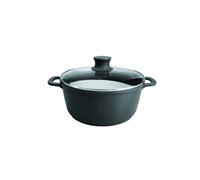 Lacor 25820 Faitout Fonte d'Aluminium Forte avec Couvercle Verre Diamètre: 20 cm, Noir
