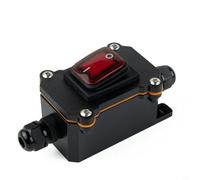 25A IP65 Interrupteur à bascule marche/arrêt étanche avec 2 boutons lumineux rouges, passe-câble PG9 4-8 mm, boîtier PA66 ignifuge pour extérieur, machines à outils et appareils haute performance (24