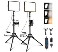 25cm*20cm Lumiere Photo, Lot de 2Panneau d'Éclairage Vidéo LED Kit 2800-6500 K avec USB/Support de téléphone, 185cm Kit D'éclairage de Photographie à Intensité Variable pour Portrait/TikTok (2 Pack)
