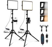 25Cm*20Cm Lumiere Photo, Lot De 2Panneau D'Éclairage Vidéo Led Kit 2800-6500 K Avec Usb/Support De Téléphone, 185Cm Kit D'Éclairage De Photographie À Intensité Variable Pour Portra[HDM5232891]