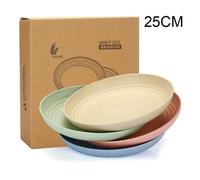 25cm - Assiettes en paille de blé légères et incassables, 4 pièces, ensembles de plats et assiettes Non toxiq