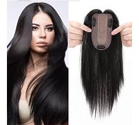 25cm Complément Capillaire Femme Toupet Femme Cheveux Humain - #1B Noir Naturel - 7 X 13CM Extension A Clips In Toppers Densité 150%