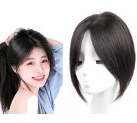 25cm Hair Toppers pour Les Femmes 100% Vrais Cheveux Humains Top Postiches 8 X 10cm Dentelle Base Clip in Wiglets,360 ° Cover Hair Extensions pour Cheveux Clairsemés,Perte De Che, Black