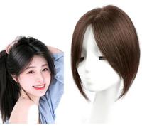 25cm Hair Toppers pour Les Femmes 100% Vrais Cheveux Humains Top Postiches 8 X 10cm Dentelle Base Clip in Wiglets,360 ° Cover Hair Extensions pour Cheveux Clairsemés,Perte De Che, Brown