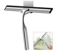 25cm Raclette Douche avec Crochet & Poignée Antirouille, Racloir Fenêtre Acier Inoxydable, Essuie-Glace Salle Bain, Grattoir Silicone Ménage pour Nettoyage Vitre Portes, Cuisine Mural,Miroir,Carrelage