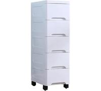 25Cm Wide Gap Storage Cabinet Drawer Type Storage Nizer Narrow Cabinet Shelf for Bathroom and Kitchen Storage(White-6 Layers)