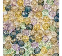 25g (0,9 oz) Lot de 100 perles en verre tchèque à facettes rondes de 6 mm, teintes dorées