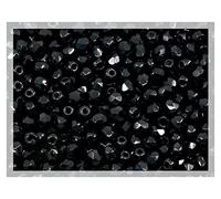 25g (600+ beads) Faceted Fire Polished Pressed Czech Glass Beads 3 mm, Jet Black 23980