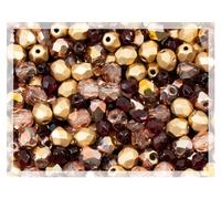25g (approx. 500 beads) MIX of Faceted Fire Polished Pressed Czech Glass Beads, Sparkling Shiny MIX BCV