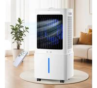 25L Rafraîchisseur d'Air, 3 Vitesses, Climatiseur Mobile avec Télécommande, Minuterie 1-12h, Oscillation 60°, Silencieux Climatiseur Portable avec Réservoir amovible pour Camping Chambre Cuisine