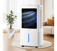 25L Rafraîchisseur d'Air, 3 Vitesses, Climatiseur Mobile avec Télécommande, Minuterie 1-12h, Oscillation 60°, Silencieux Climatiseur Portable avec Réservoir amovible pour Camping Chambre Cuisine(25L)